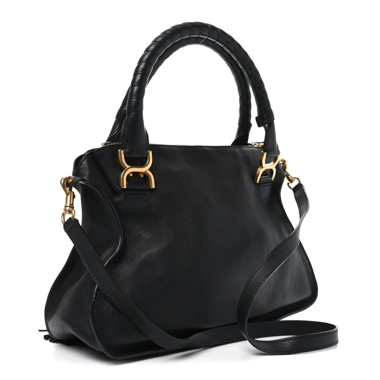 Calfskin Studded Medium Marcie Satchel Black