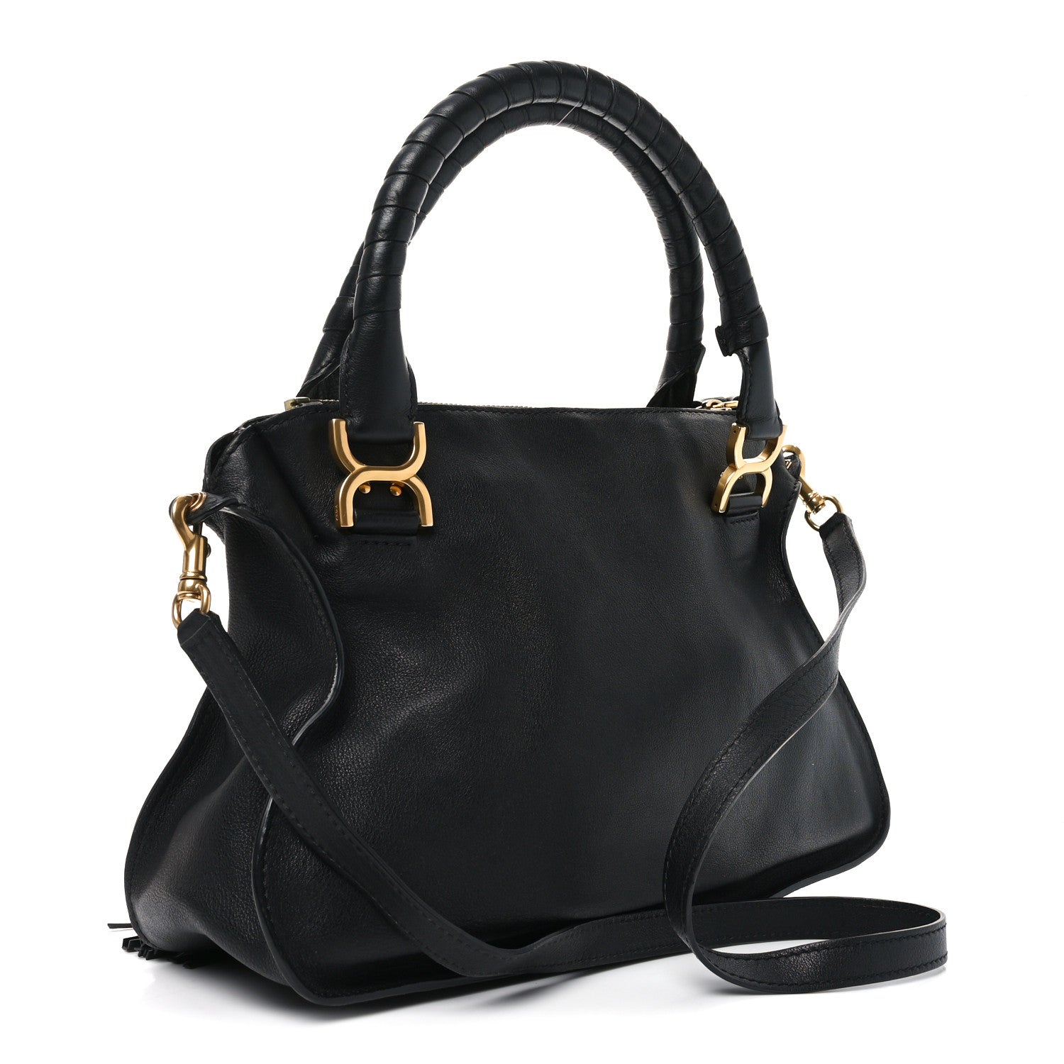 Chloe Calfskin Studded Medium Marcie Satchel Black 3 of 10