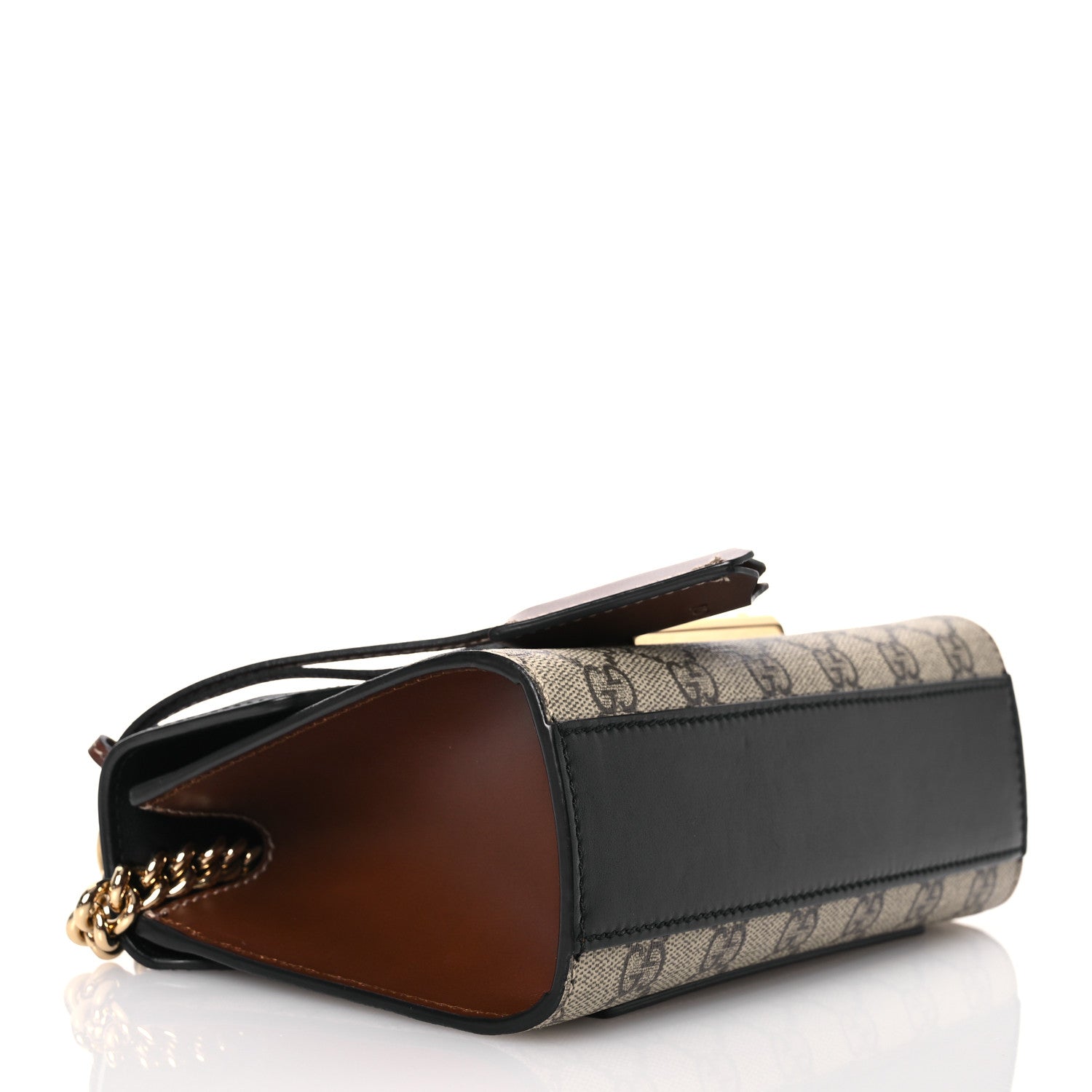 Gucci GG Supreme Monogram Calfskin Small Padlock Shoulder Bag Beige Black Cuir 4 of 13