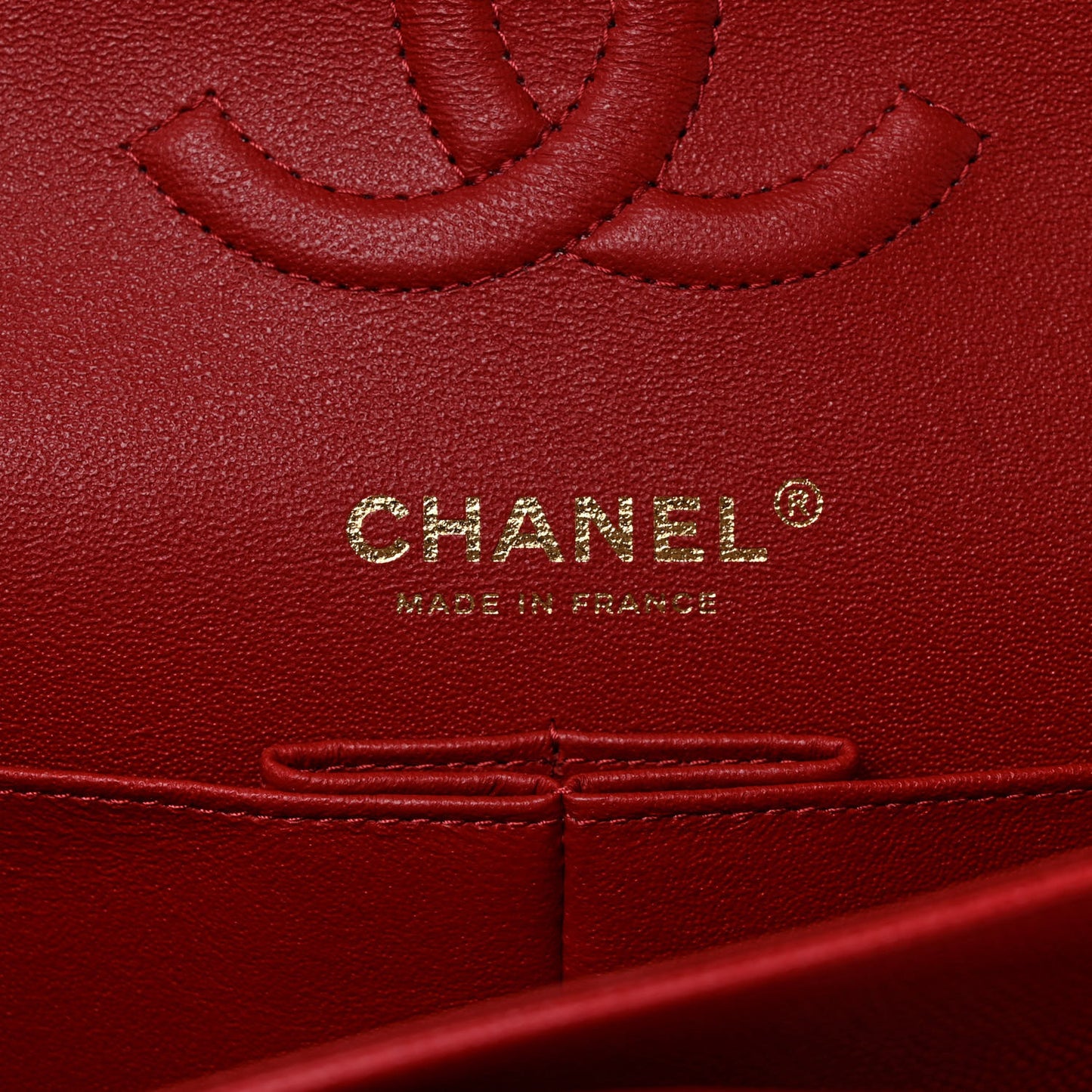 Caviar Quilted Medium Double Flap Red