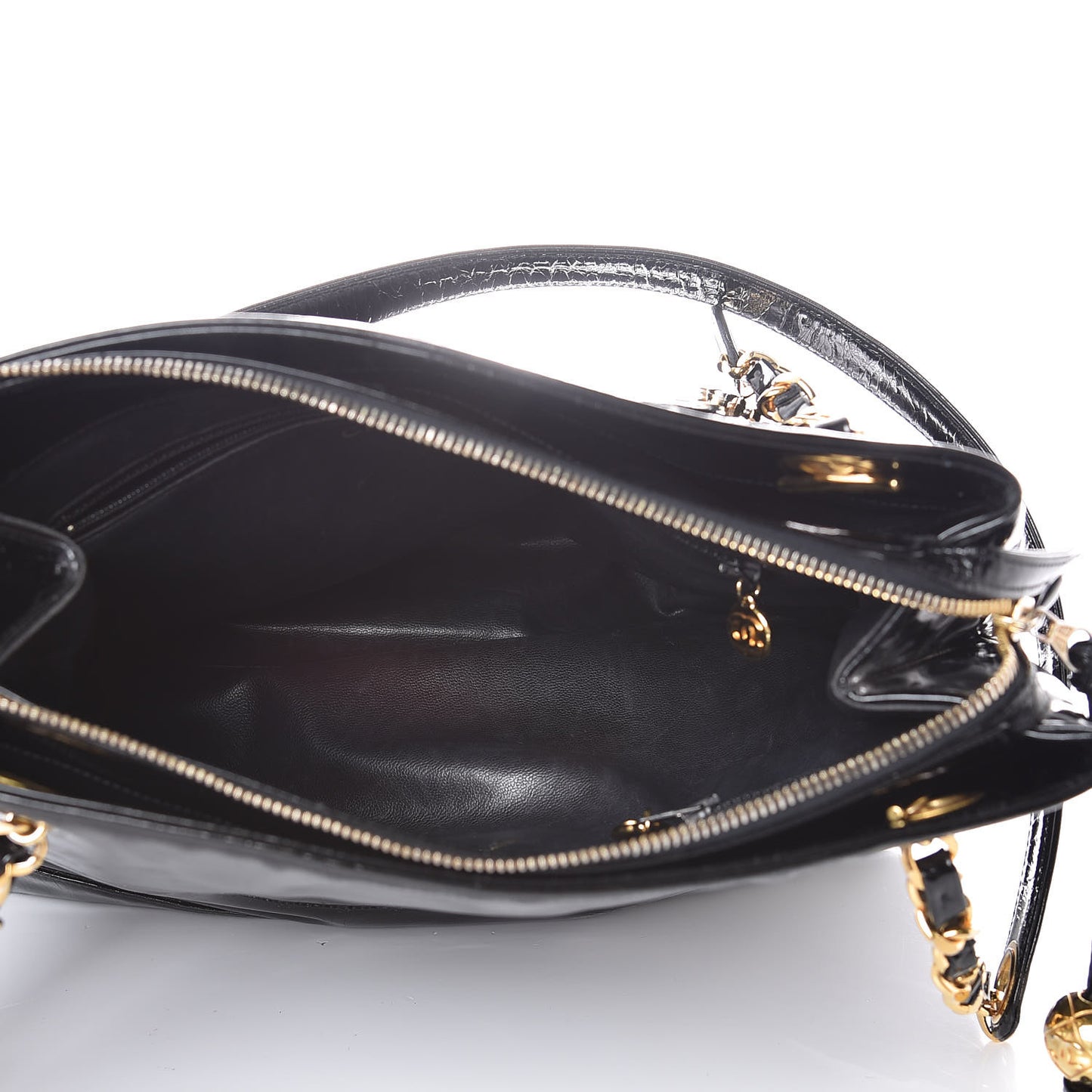 Patent CC Shoulder Bag Black