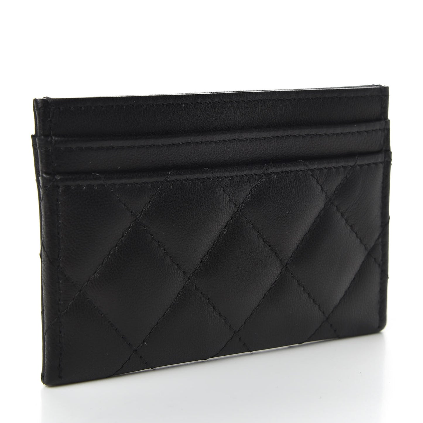 Lambskin Quilted Card Holder Black