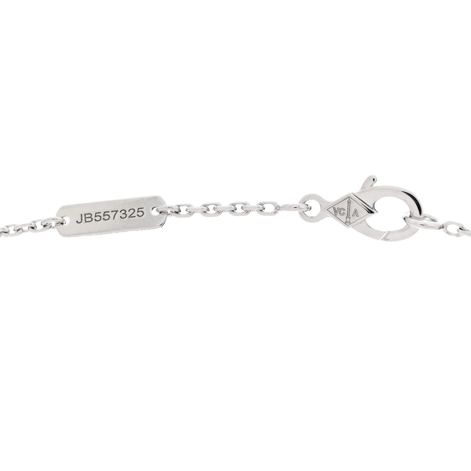 Van Cleef & Arpels 18K White Gold Diamond Vintage Alhambra Pendant Necklace 4 of 6