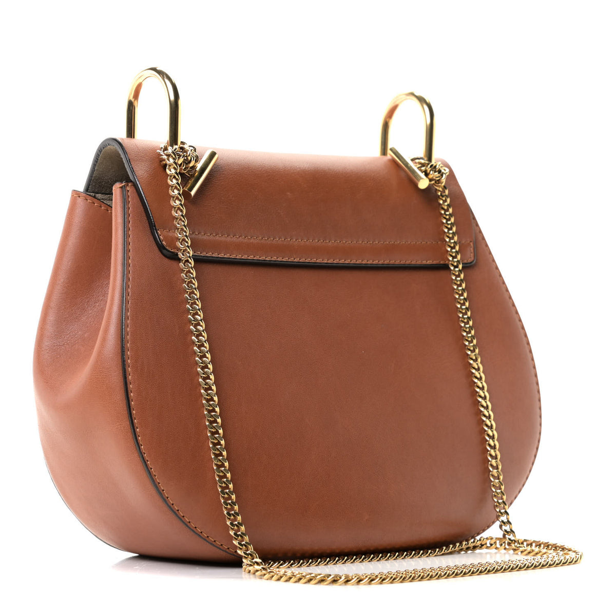 Calfskin Perforated Mini Drew Shoulder Bag Caramel