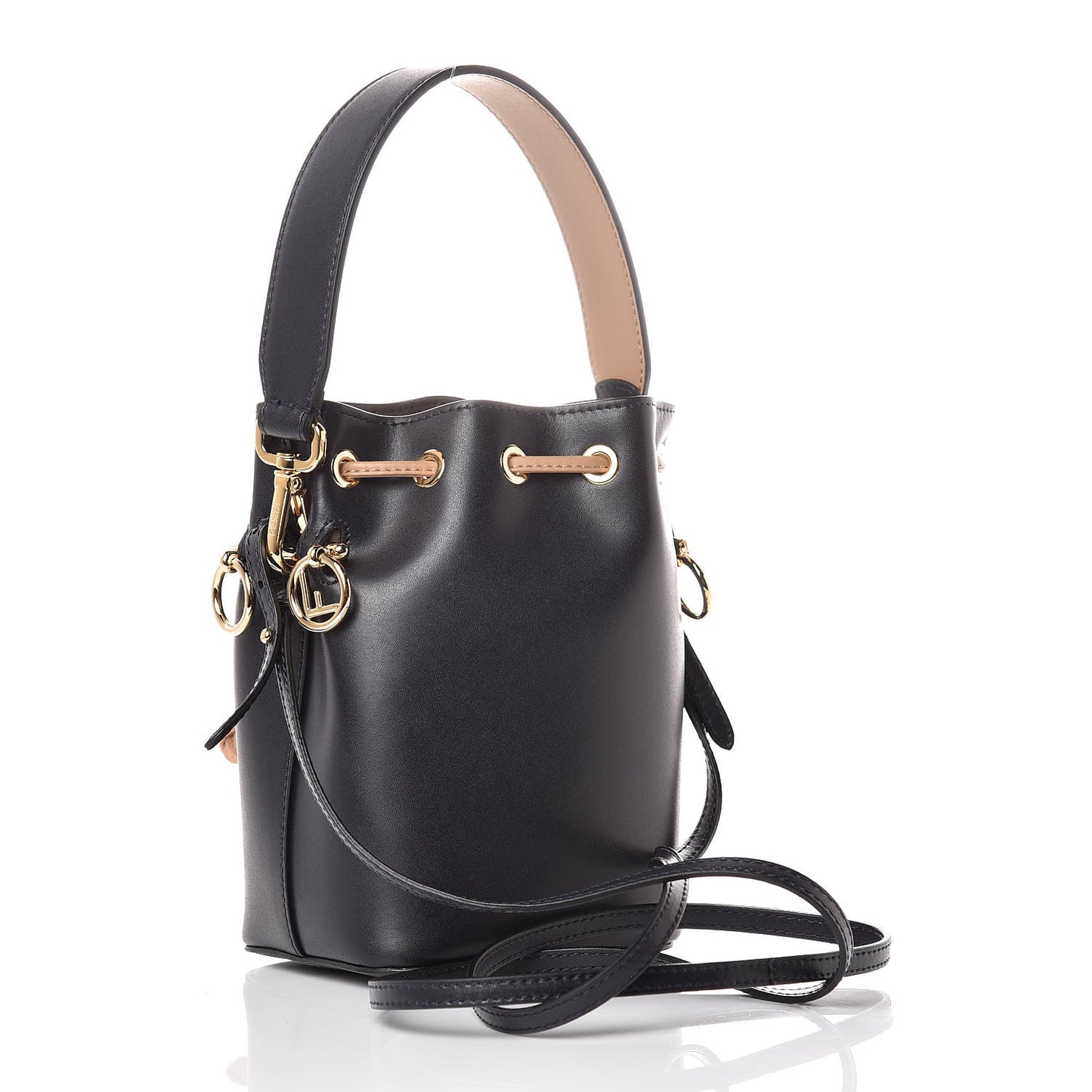 Vitello Liberty F is Fendi Stamp Patch Mini Mon Tresor Bucket Bag Blue Notte Cuoio Flamingo