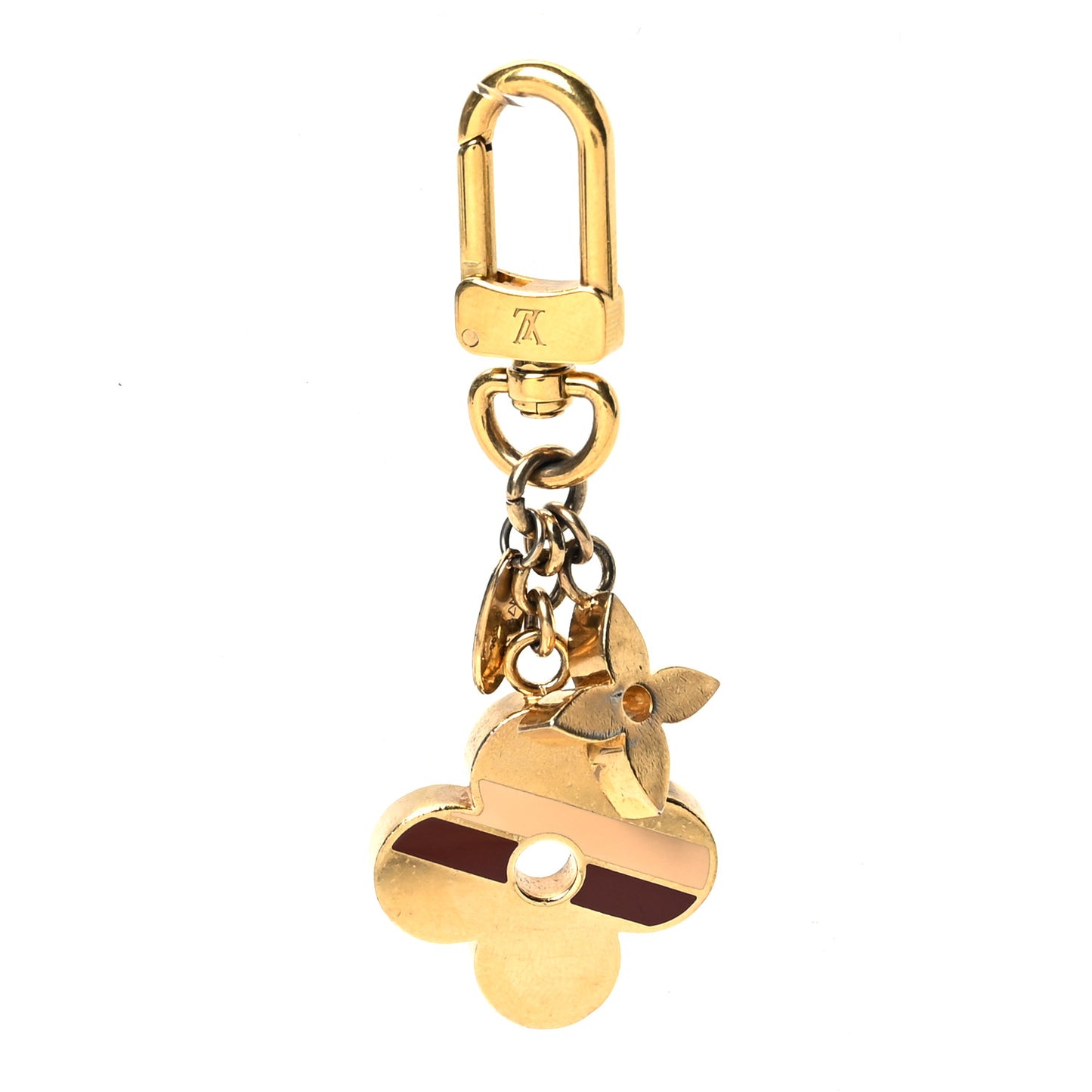 Striped Flowers Bag Charm Key Holder