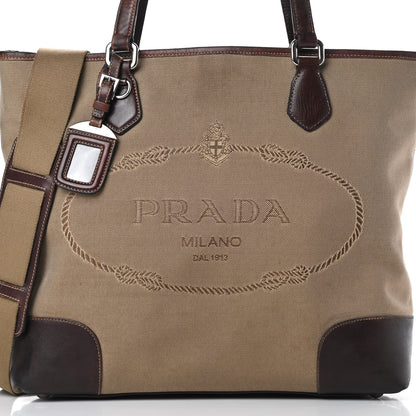 Prada Jacquard Logo Tote Corda Moro 9 of 20