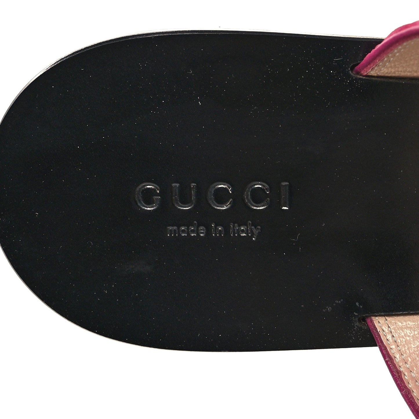 Calfskin Crocodile Embossed GG Marmont Thong Sandals 38 Fuchsia