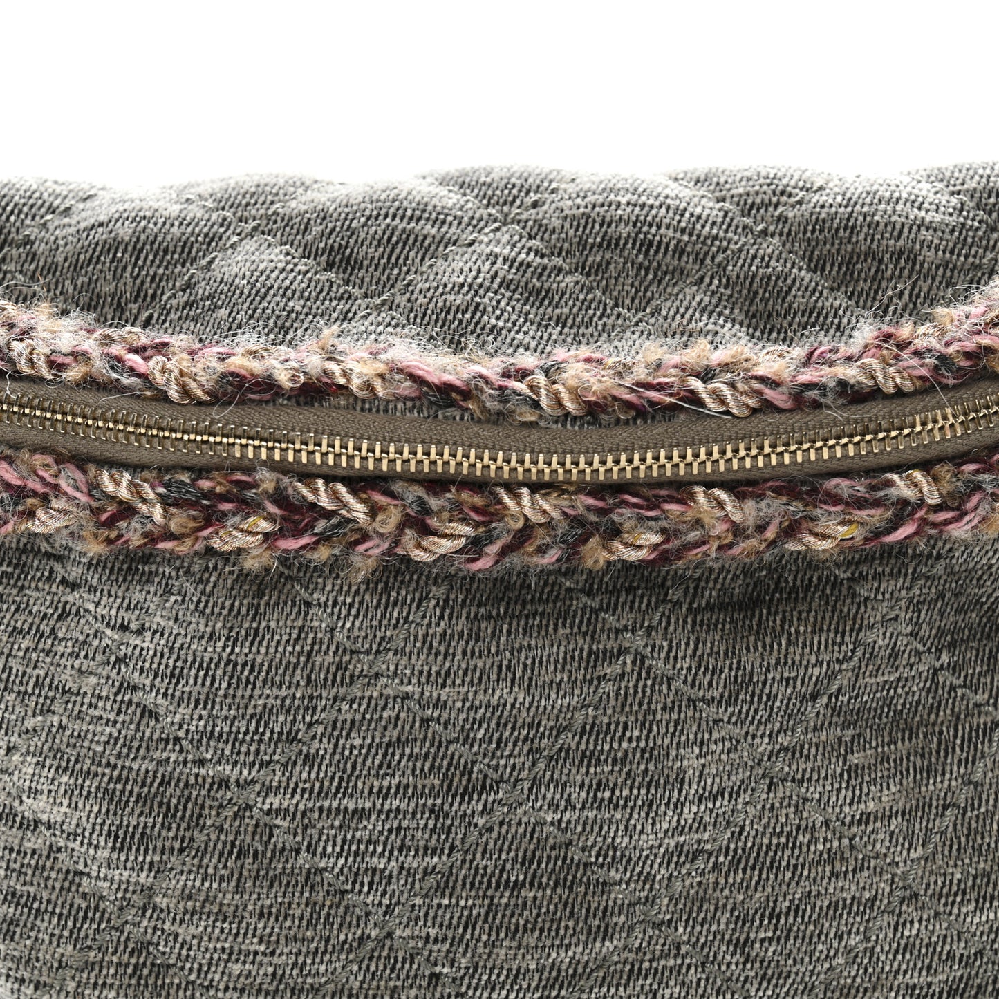 Wool Velvet Quilted Parisian Stroll Belt Bag Grey