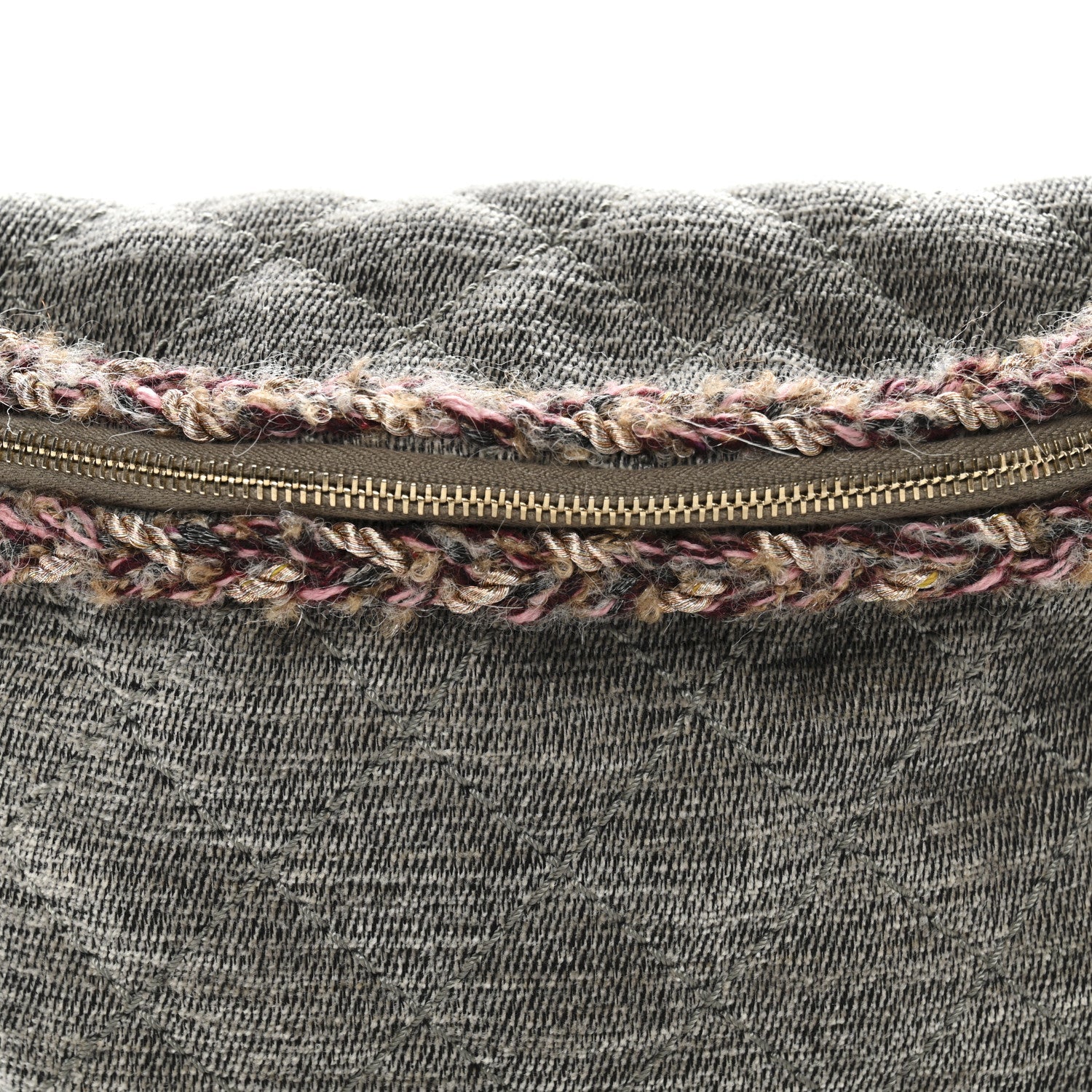 Chanel Wool Velvet Quilted Parisian Stroll Belt Bag Grey 7 of 10