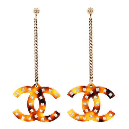 Chanel CC Crystal Drop Earrings Tortoise 1 of 5