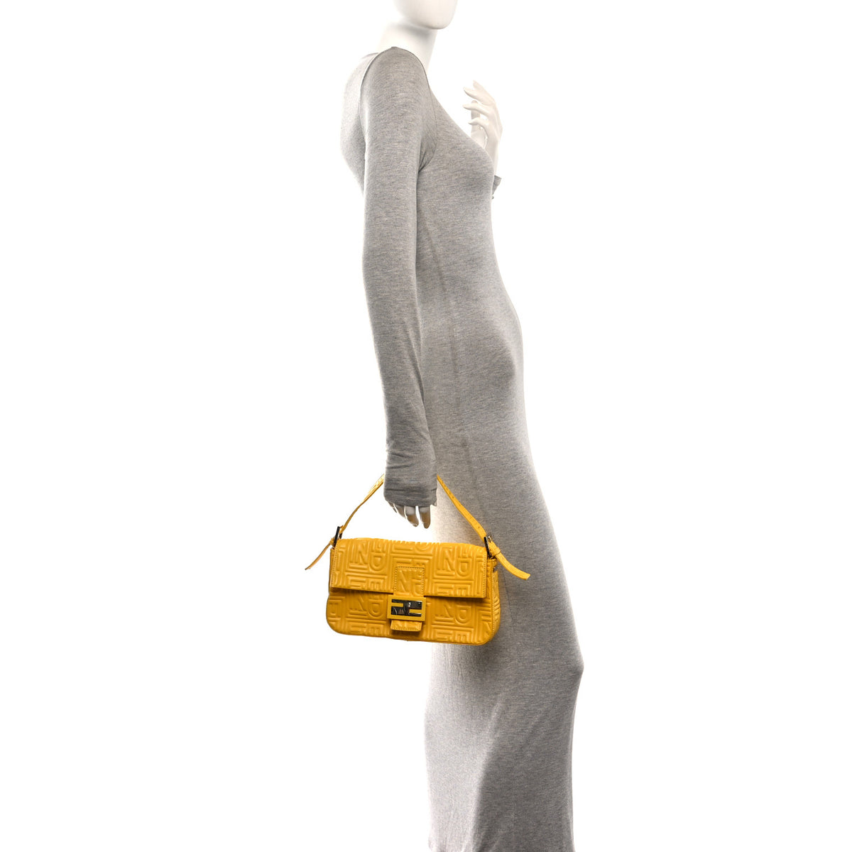 Nappa Logo Embossed Baguette Lemon Giallo