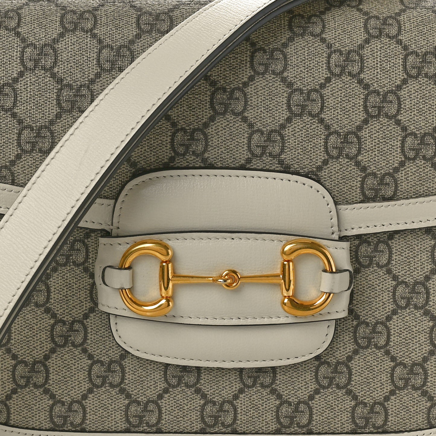 GG Supreme Monogram Horsebit 1955 Shoulder Bag Beige Mystic White