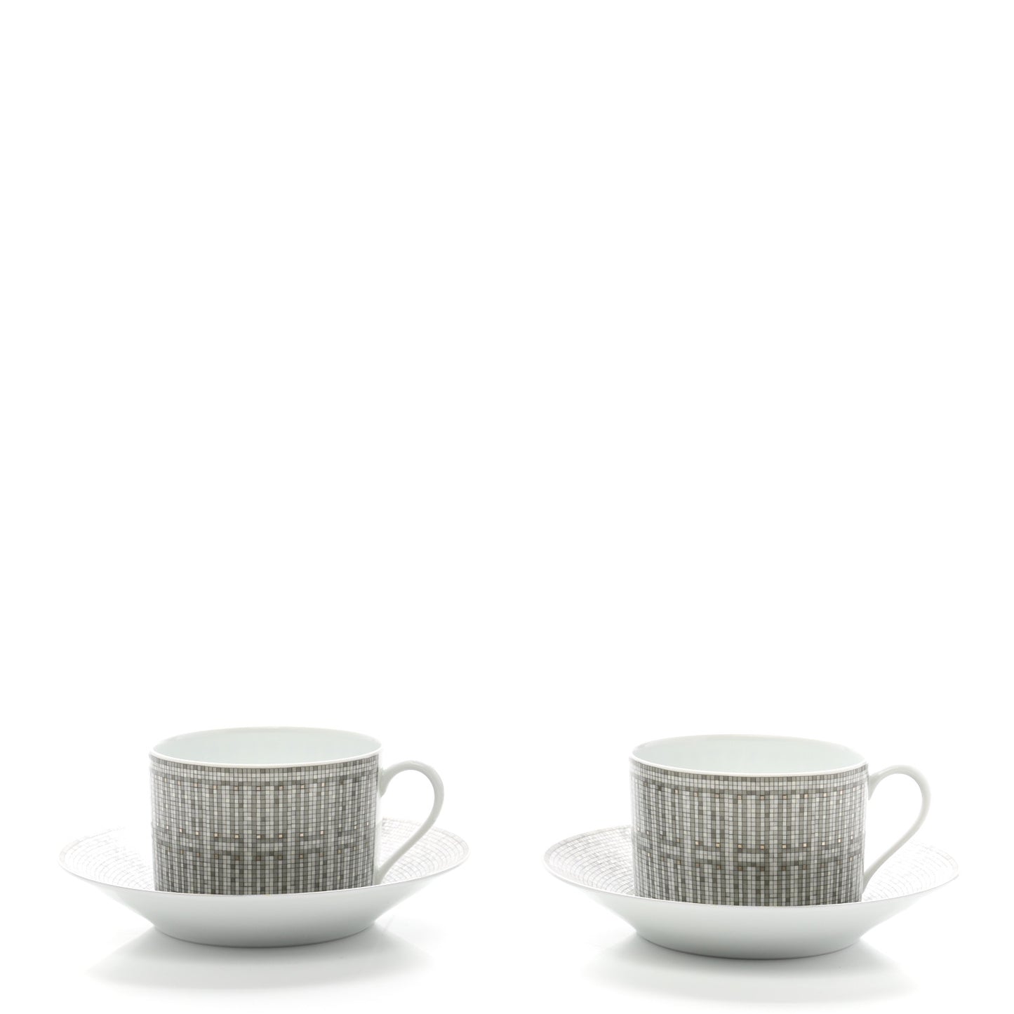 Porcelain Mosaique Au 24 Breakfast Cup And Saucer Set Of 2 Platine