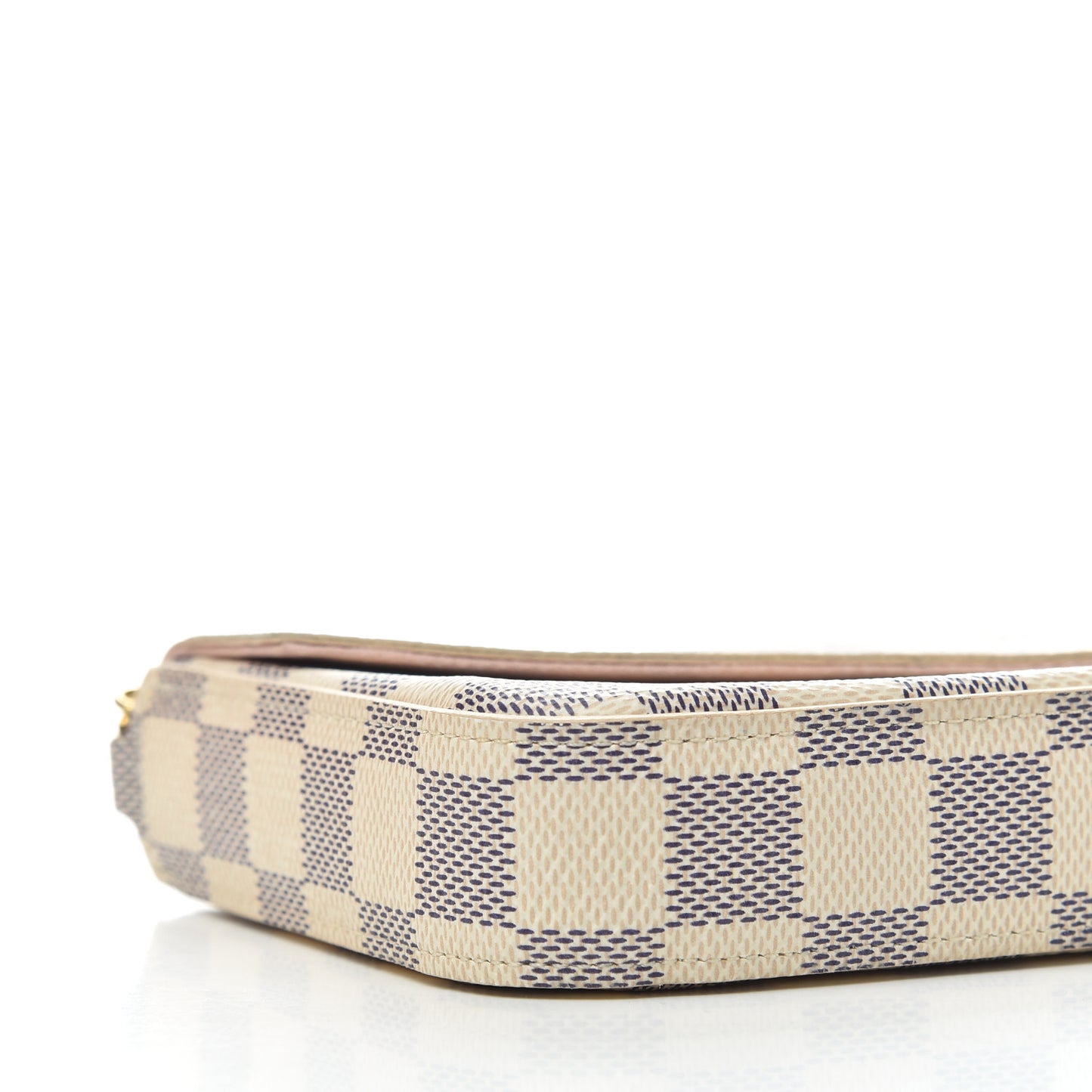 Damier Azur Pochette Felicie Chain Wallet Rose Ballerine