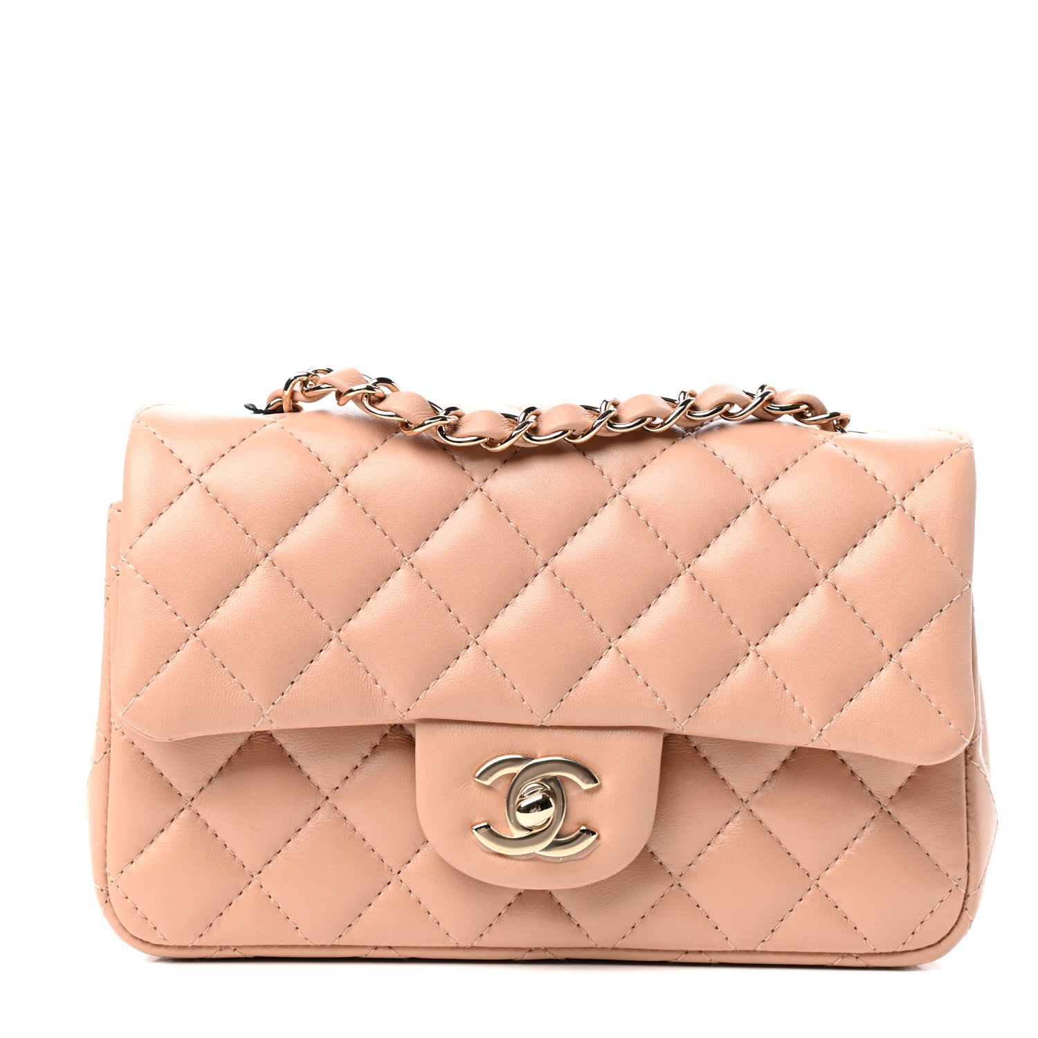 Chanel Lambskin Quilted Mini Rectangular Flap Beige 1 of 11