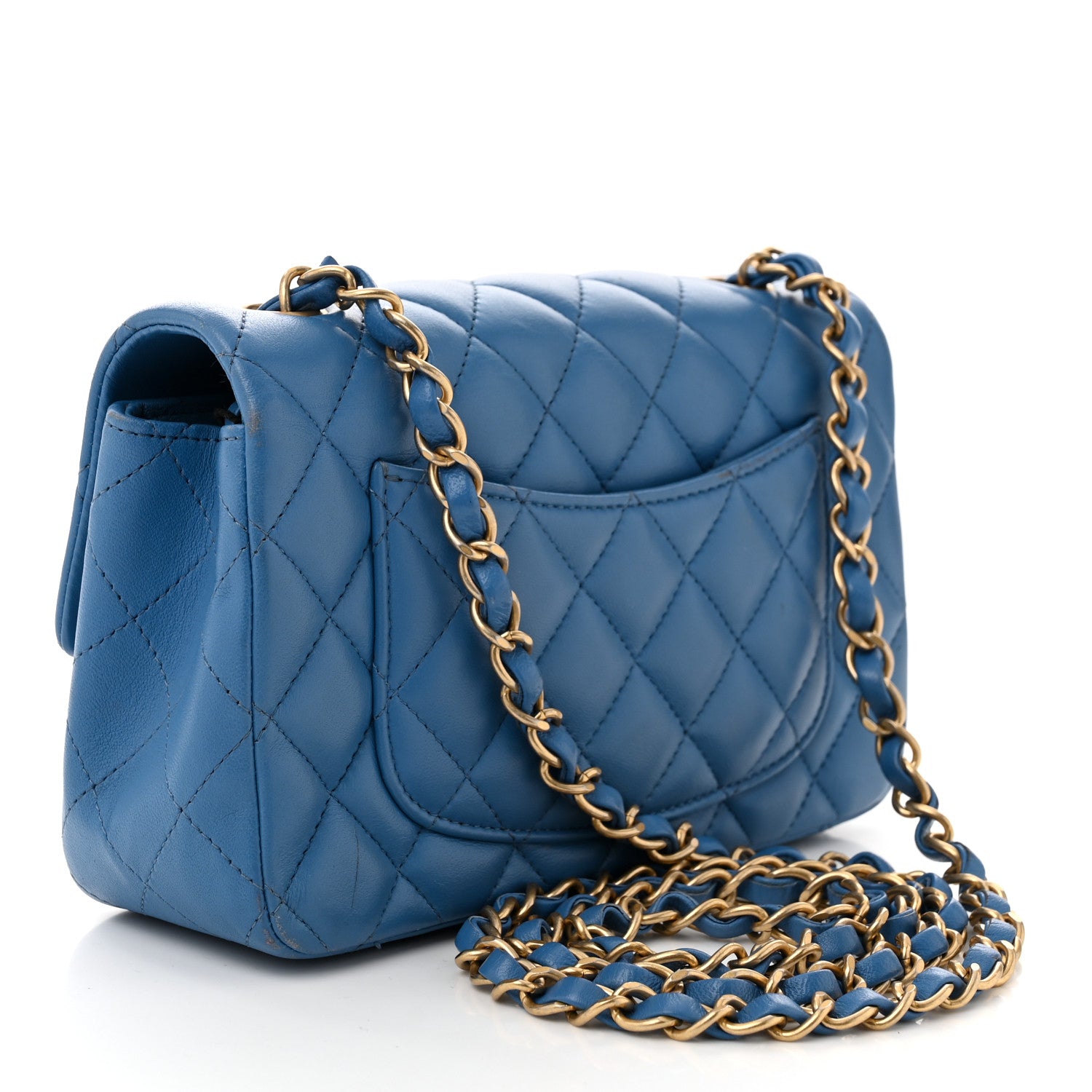 Chanel Lambskin Quilted Mini Rectangular Flap Blue 3 of 14