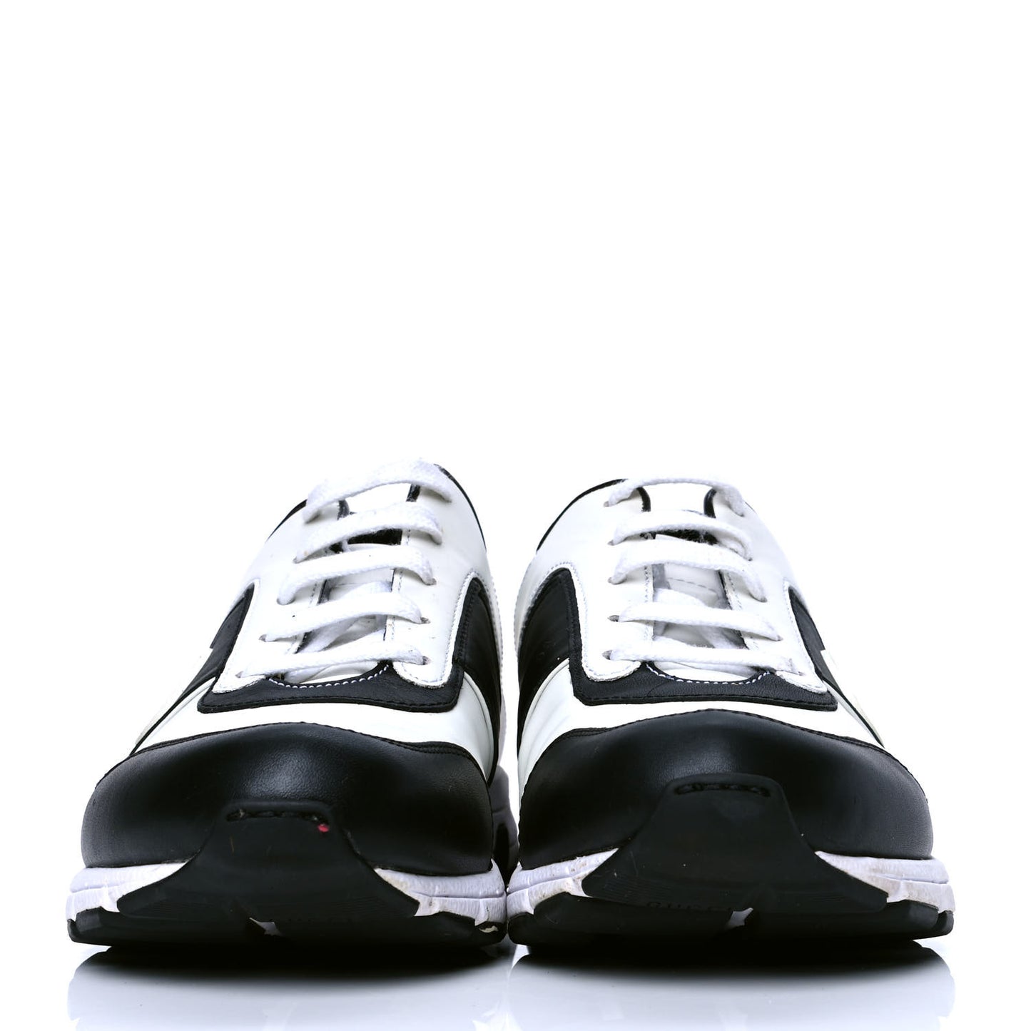 Calfskin Womens Interlocking G Sneakers 37.5 Black White
