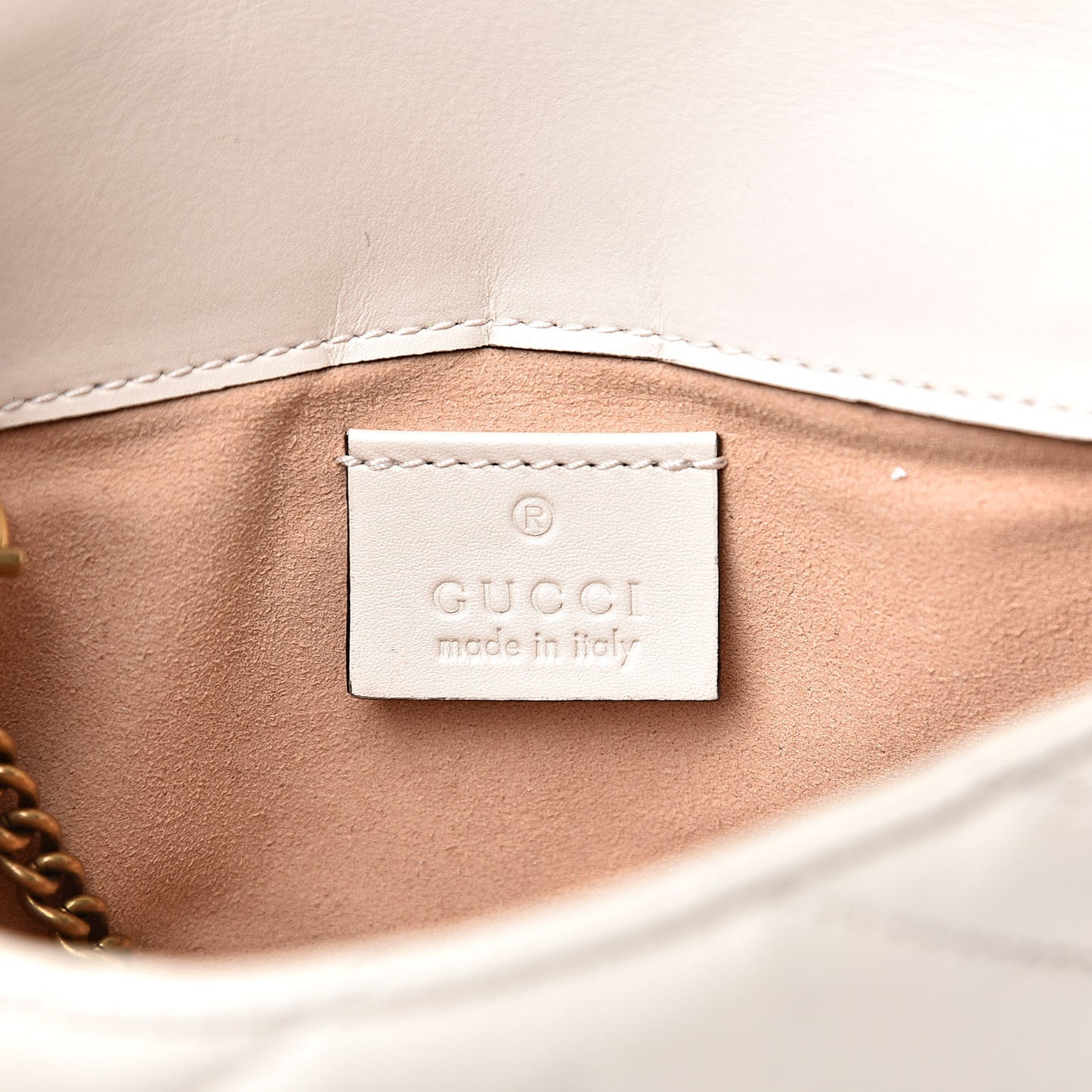 Calfskin Matelasse Super Mini GG Marmont Shoulder Bag White