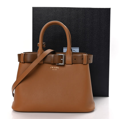 Prada Soft Grained Calfskin Vitello Daino Small Buckle Bag Caramello 11 of 11