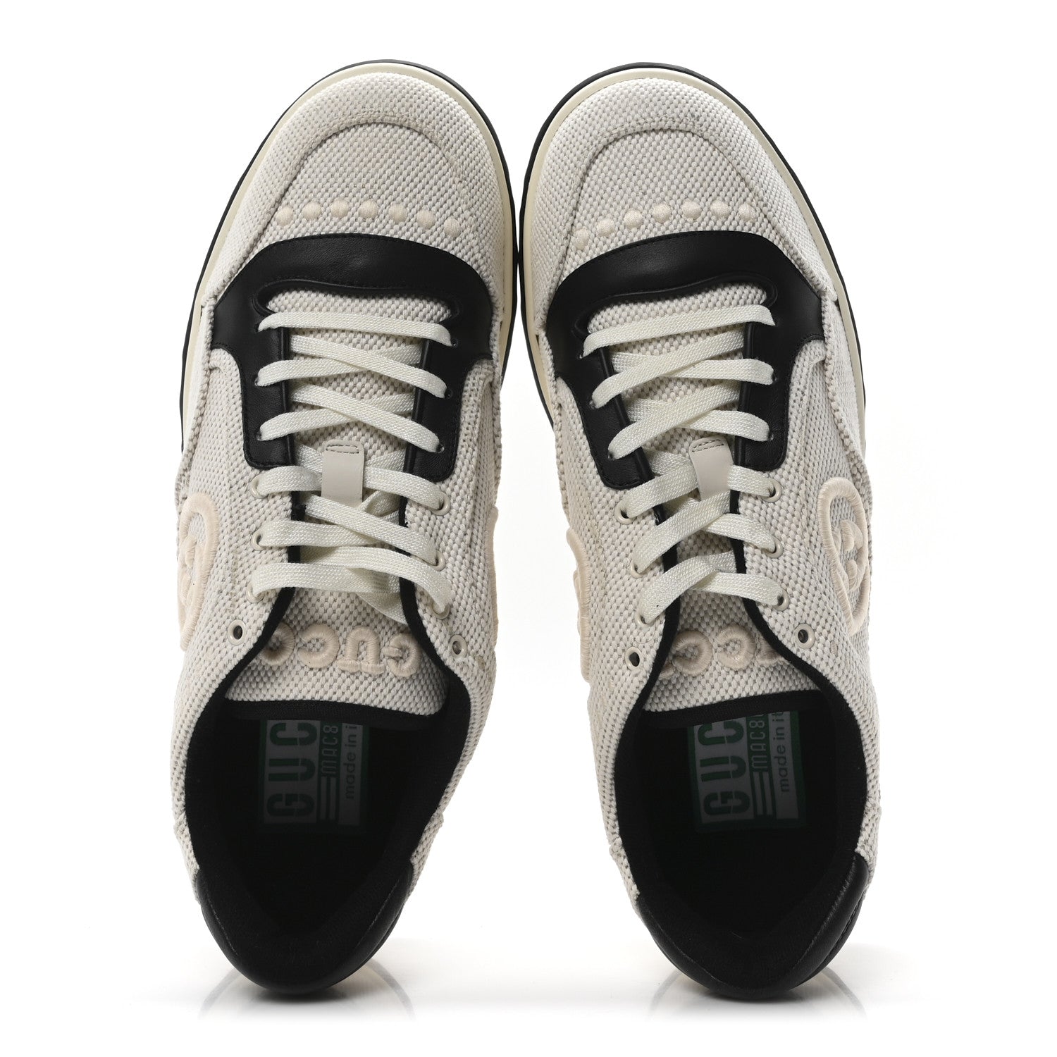 Gucci Canvas Calfskin Mens Mac80 Sneakers 8.5 Natural Black 2 of 10