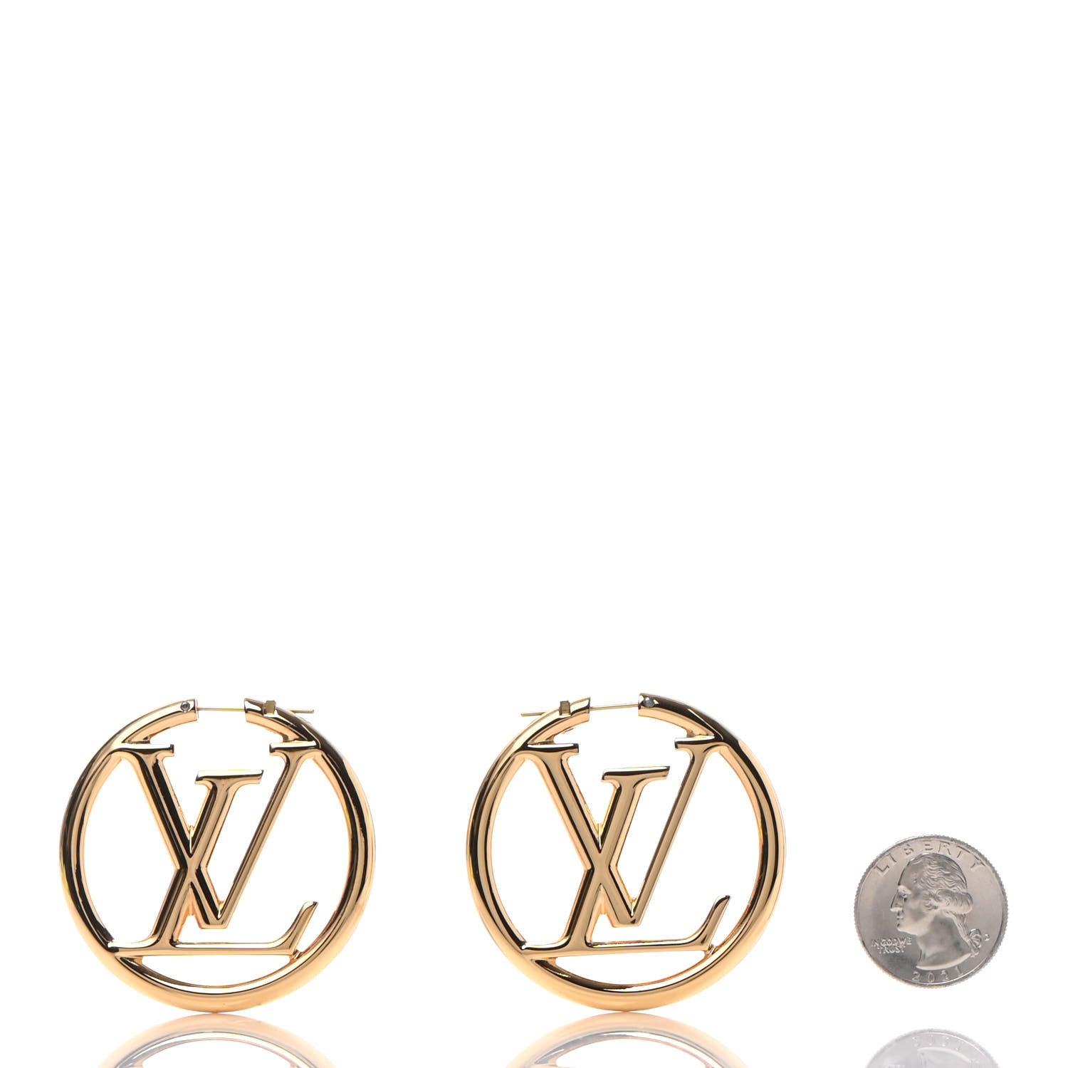 Louis Vuitton Metal Louise Hoop Earrings Gold 2 of 5