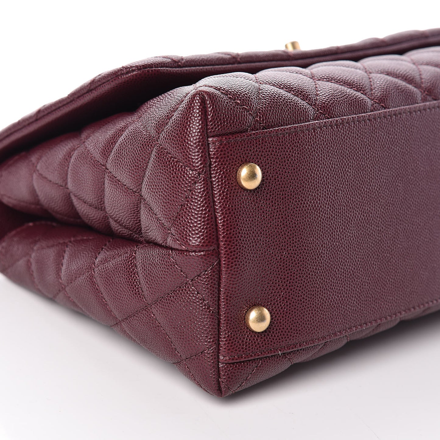 Caviar Elaphe Quilted Small Coco Handle Flap Burgundy