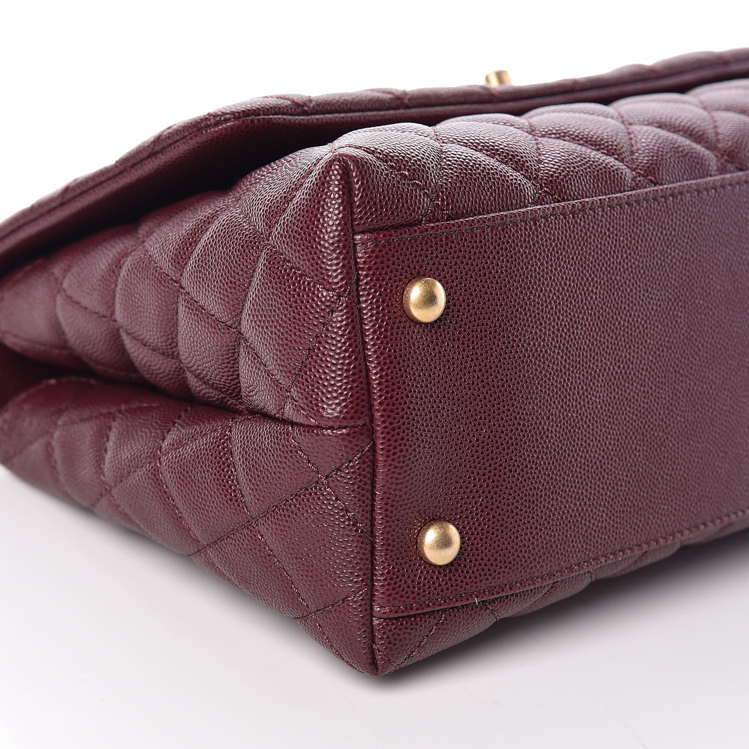 Chanel Caviar Elaphe Quilted Small Coco Handle Flap Burgundy 8 of 10