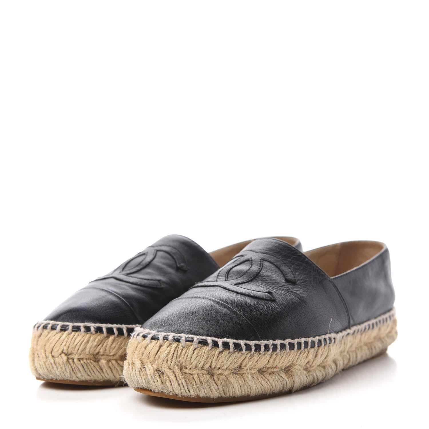 Chanel Lambskin CC Espadrilles 36 Black 3 of 11