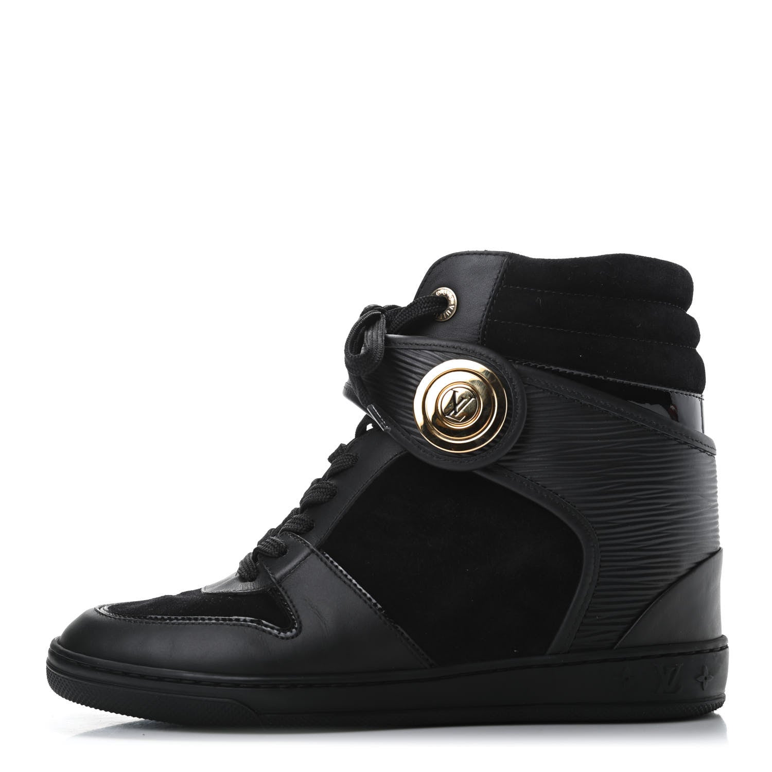 Louis Vuitton Epi Suede Postmark Wedge Sneakers 38 Black 1 of 8