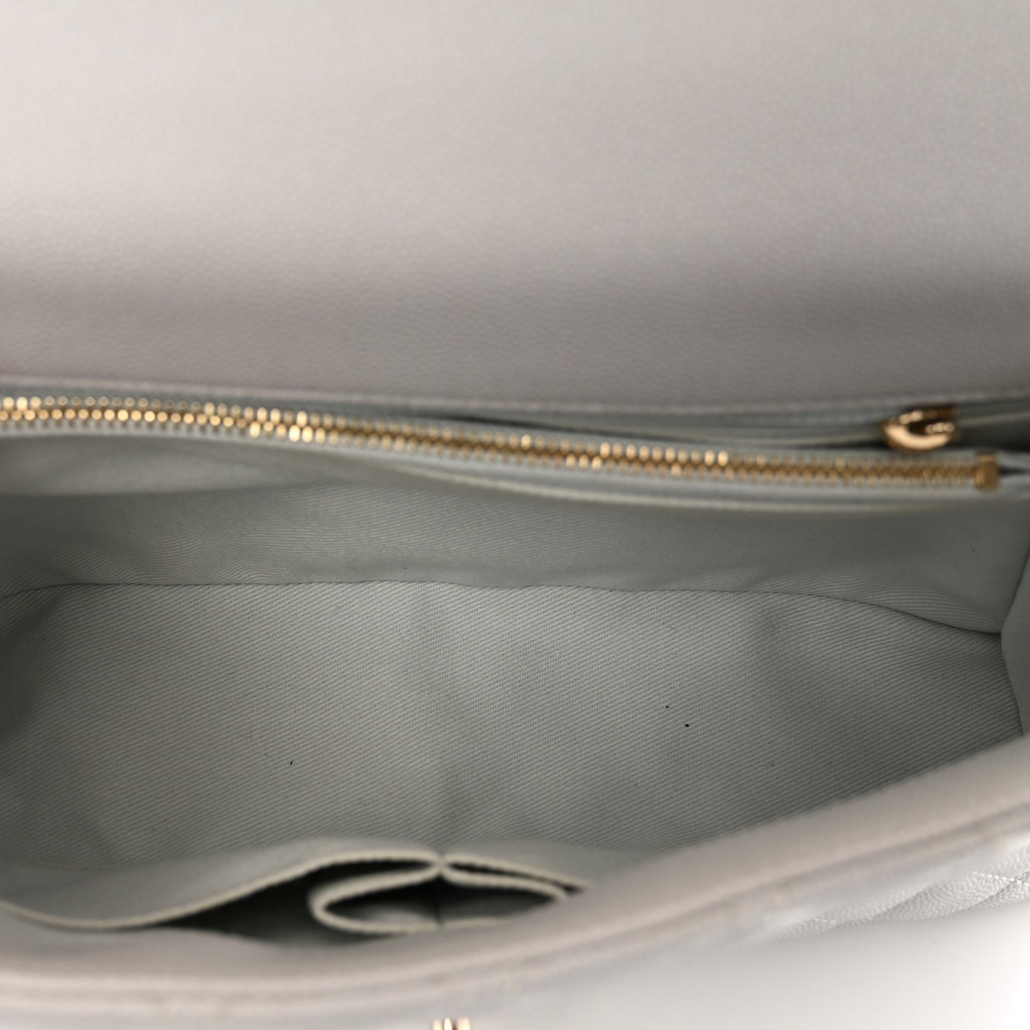 Caviar Quilted Small Coco Handle Flap Light Grey
