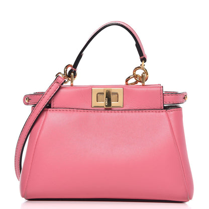 Fendi Shiny Nappa Micro Peekaboo Iconic Satchel Rosa Fluo 1 of 8