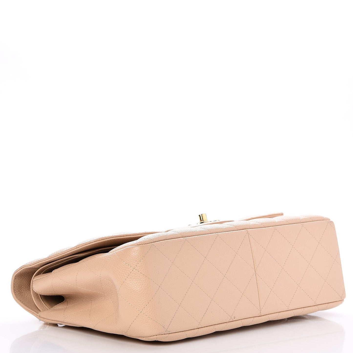 Caviar Quilted Jumbo Double Flap Beige Clair