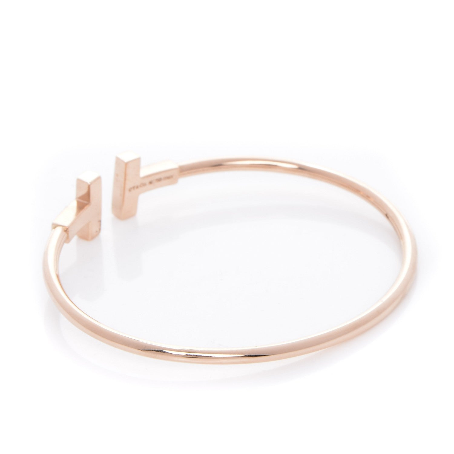 Tiffany 18K Rose Gold Diamond T Wire Bracelet 3 of 6