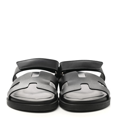 Hermes Calfskin Womens Chypre Sandals 38.5 Black 2 of 9