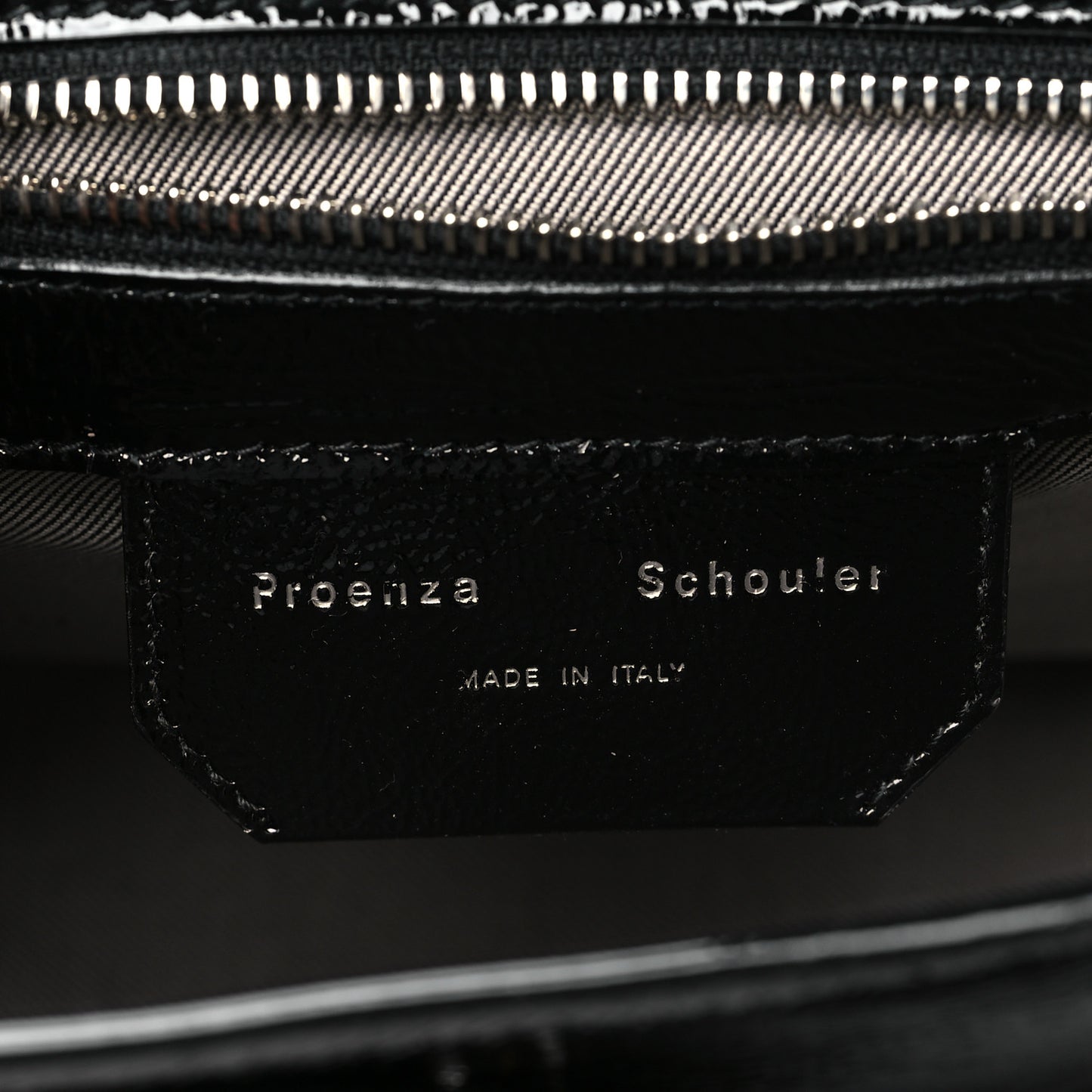 Crinkled Patent Calfskin Tiny PS1 Satchel Black
