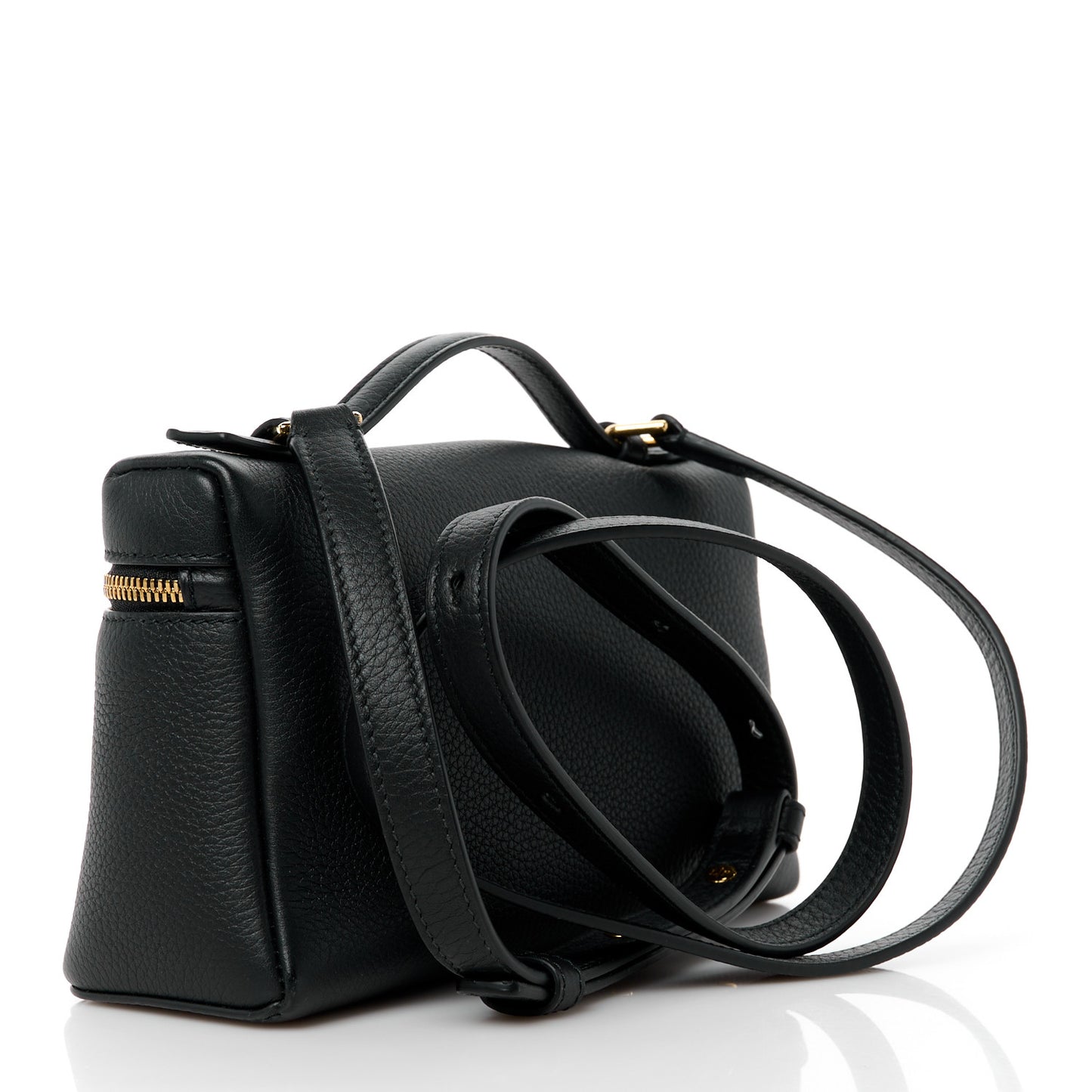 LORO PIANA Grained Calfskin L19 Extra Pocket Pouch Black