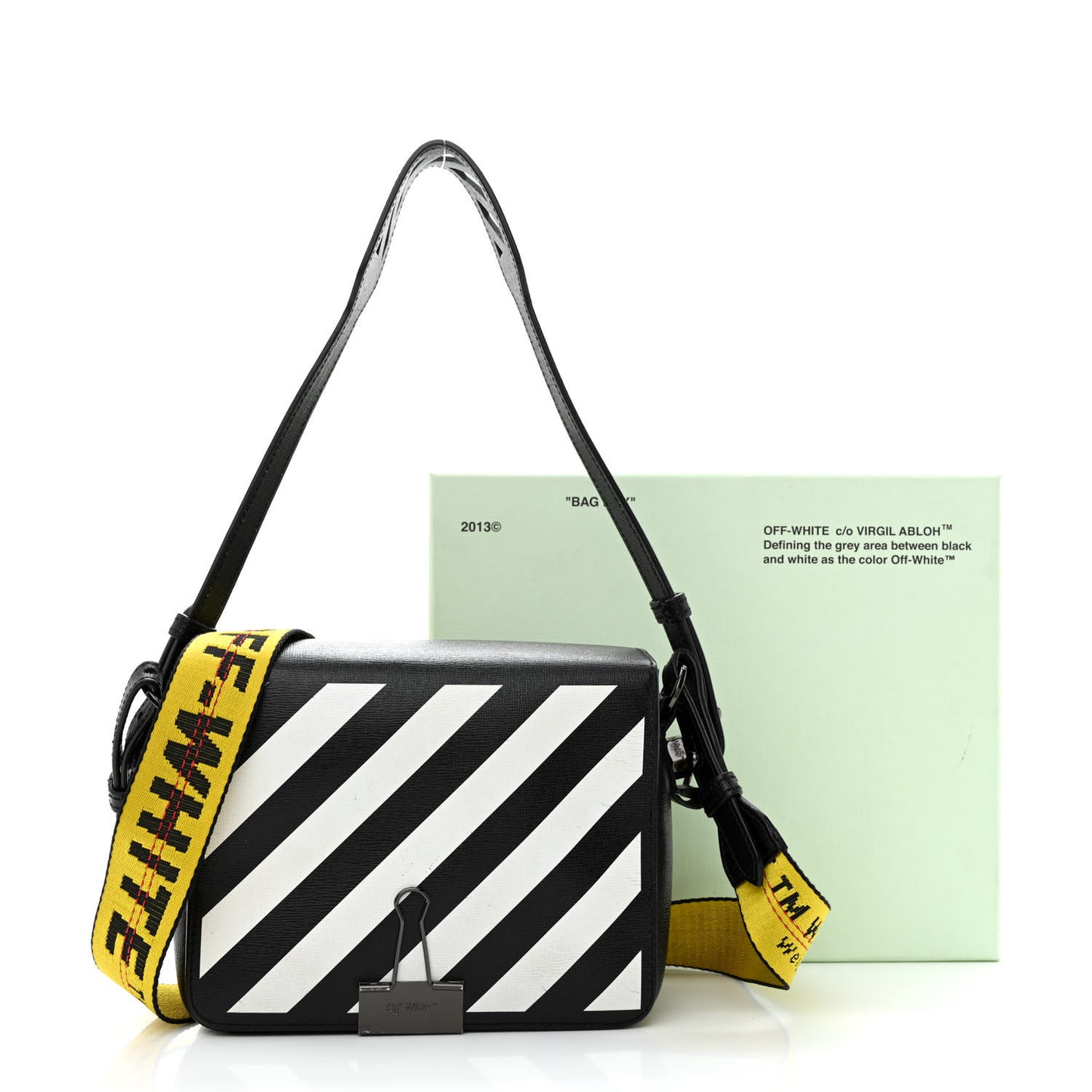 Calfskin Diag Flap Bag Black White