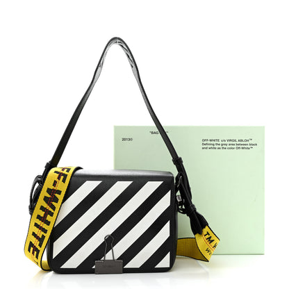 Off-White Calfskin Diag Flap Bag Black White 15 of 15