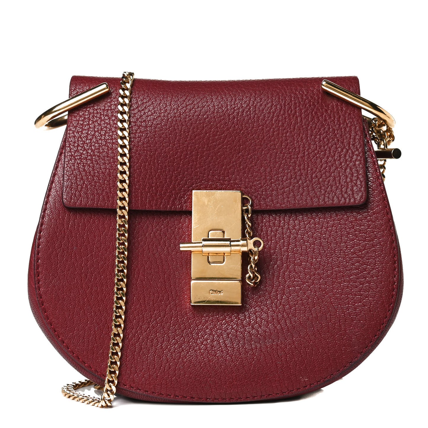 Grained Lambskin Mini Drew Shoulder Bag Sienna Red