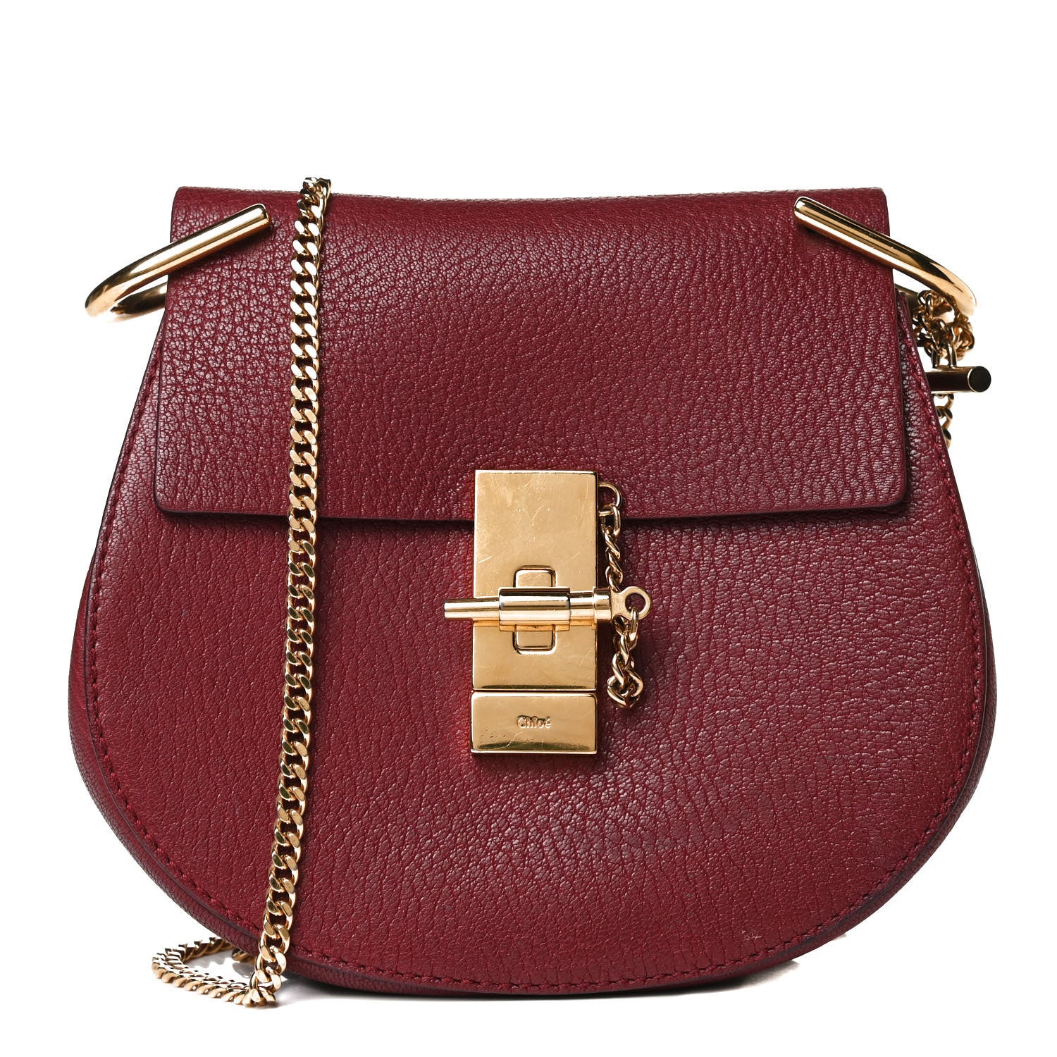 Chloe Grained Lambskin Mini Drew Shoulder Bag Sienna Red 1 of 13