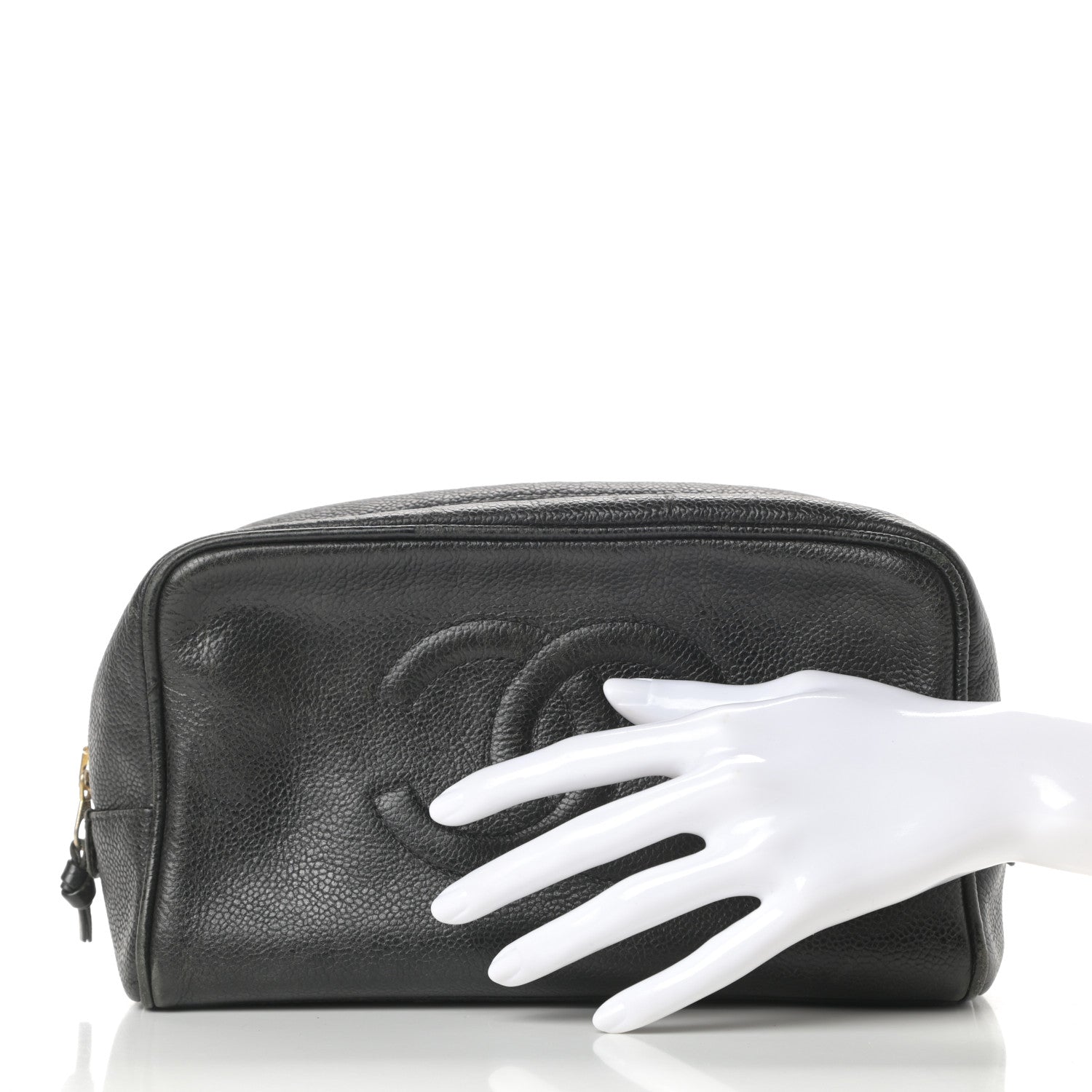 Chanel Caviar Timeless CC Cosmetic Pouch Bag Black 2 of 15
