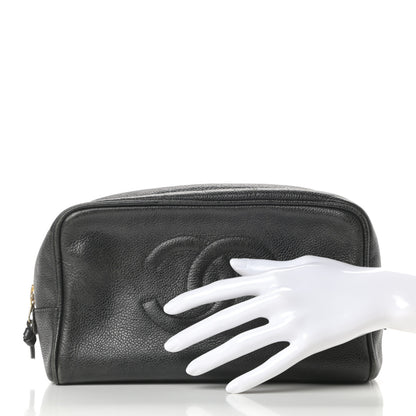Chanel Caviar Timeless CC Cosmetic Pouch Bag Black 2 of 15