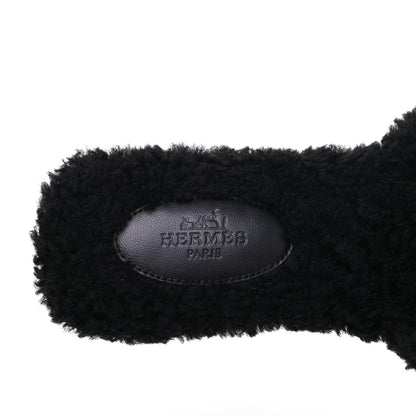 Hermes Woolskin Oran Sandals 38 Black 7 of 10