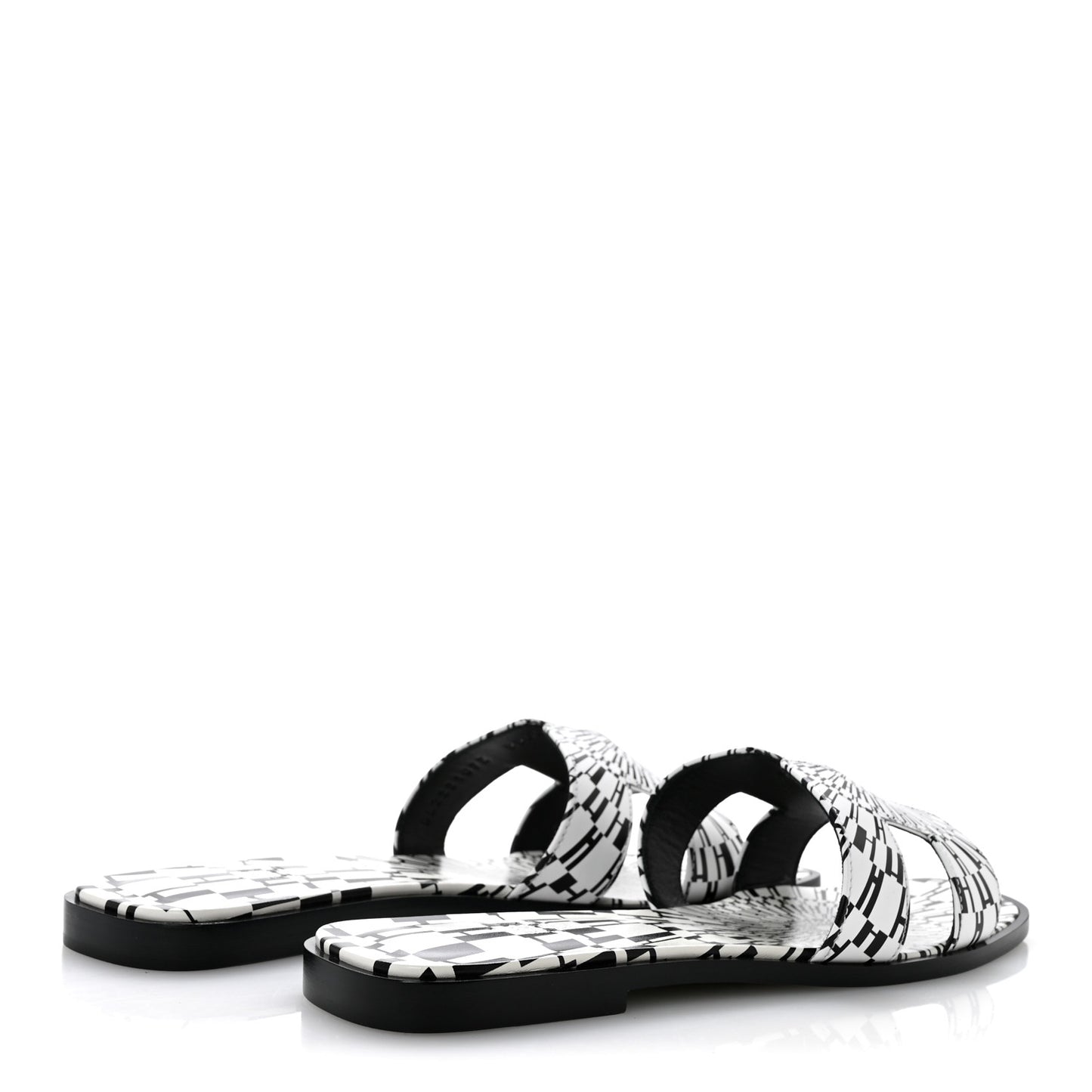 Calfskin Printed Op'H Oran Sandals 40.5 Black White