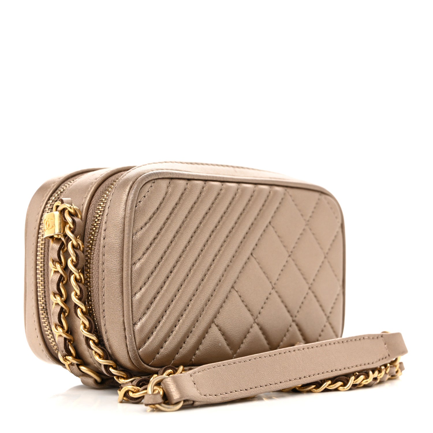 Chanel Metallic Lambskin Mini Coco Boy Camera Case Dark Gold 3 of 15
