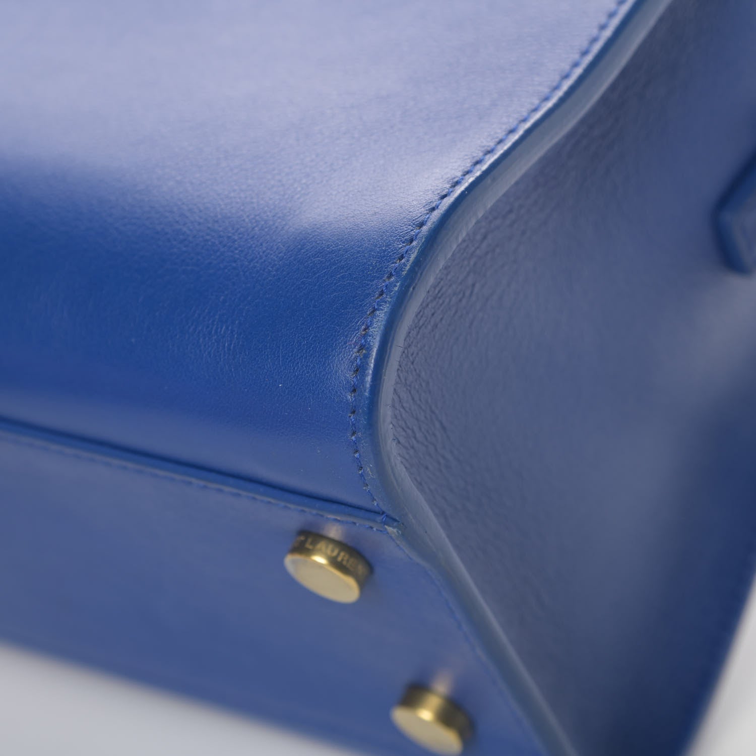 Saint Laurent Calfskin Monogram Baby Cabas Blue 12 of 19
