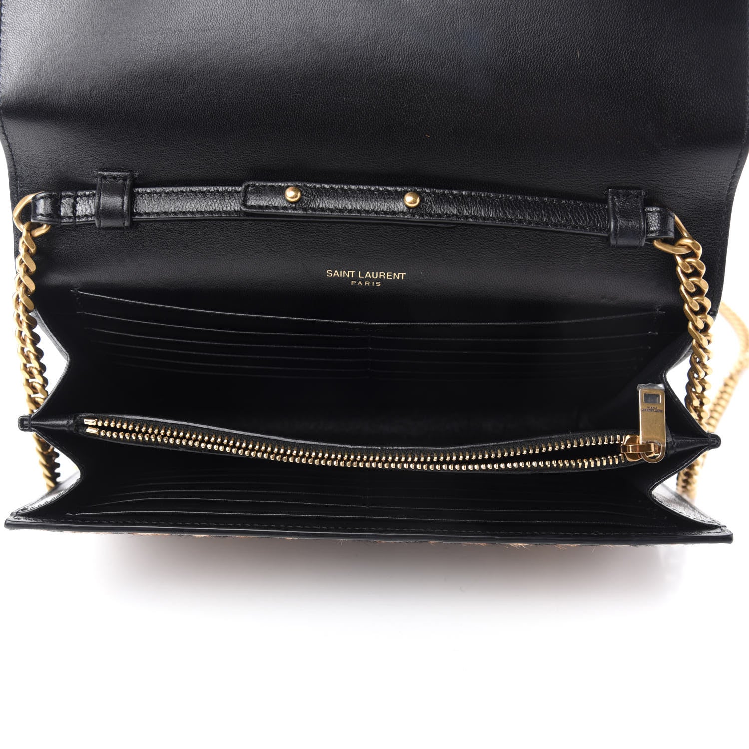 Saint Laurent Calf Hair Monogram Chain Wallet Leopard 5 of 12