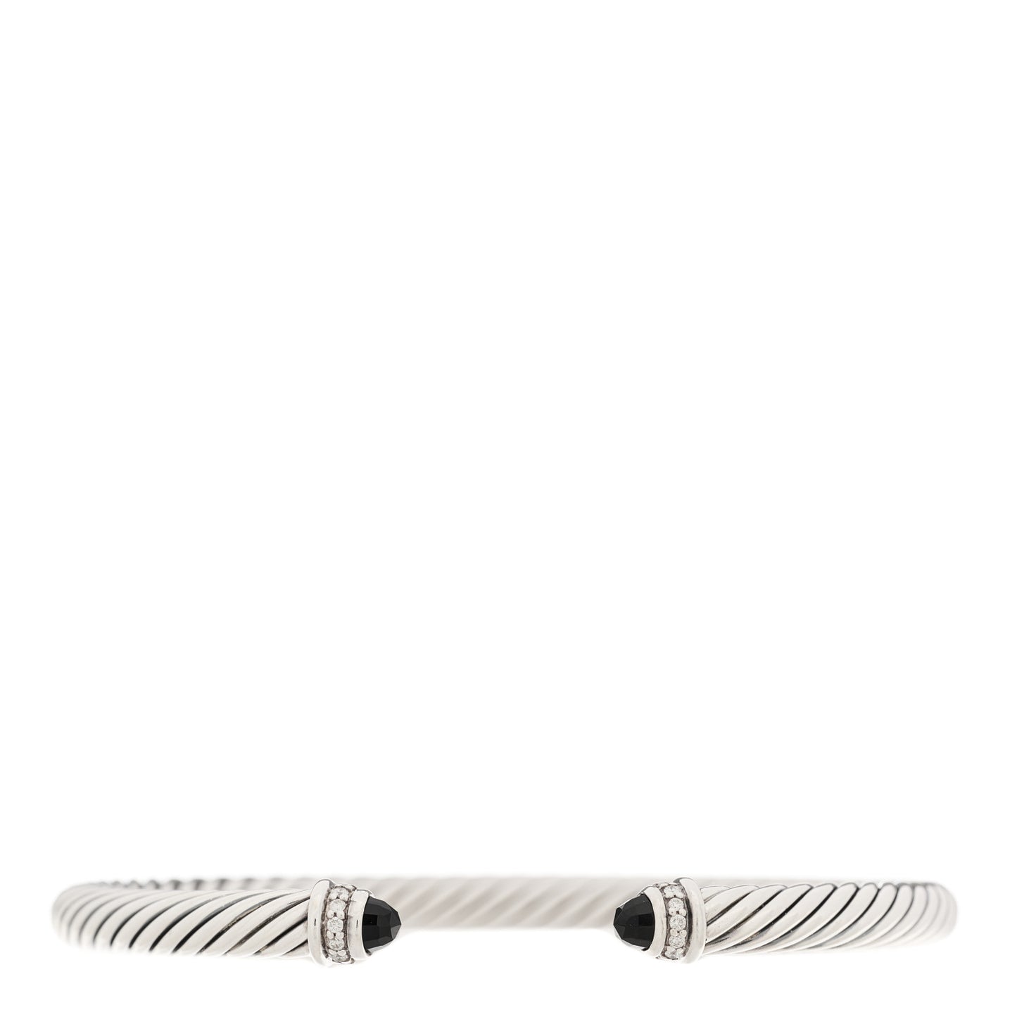 Sterling Silver Diamond Black Onyx 4mm Cable Classics Bracelet