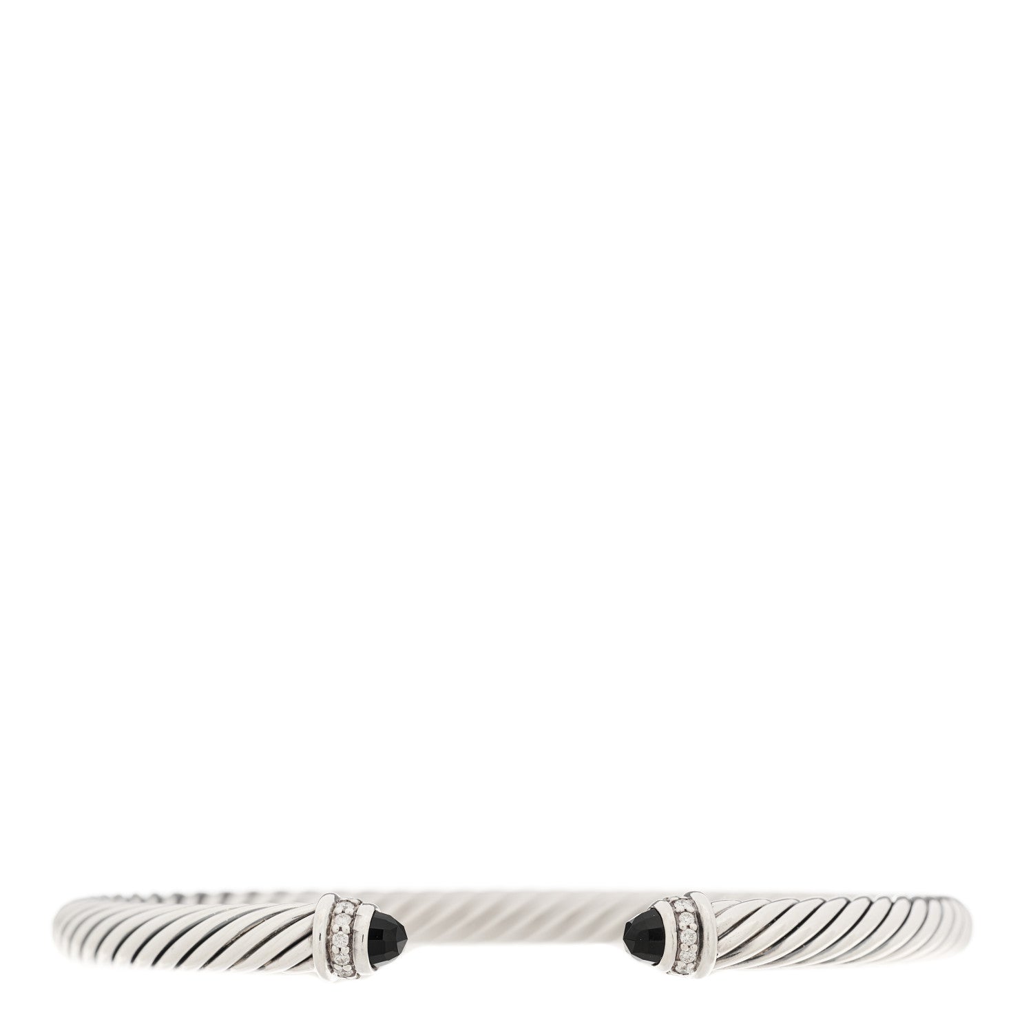 David Yurman Sterling Silver Diamond Black Onyx 4mm Cable Classics Bracelet 1 of 3
